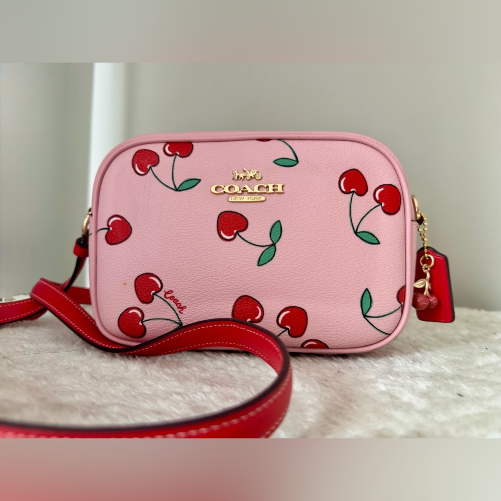 Coach Mini Jamie Camera Bag With Heart Cherry Print - Picture 4 of 12